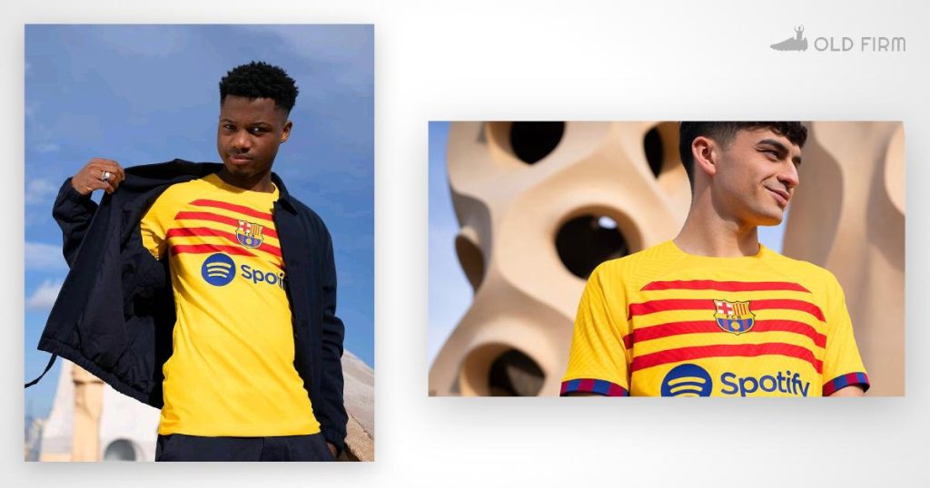 Camisa-Barcelona-Amarela-2023-ansu-fati-pedri