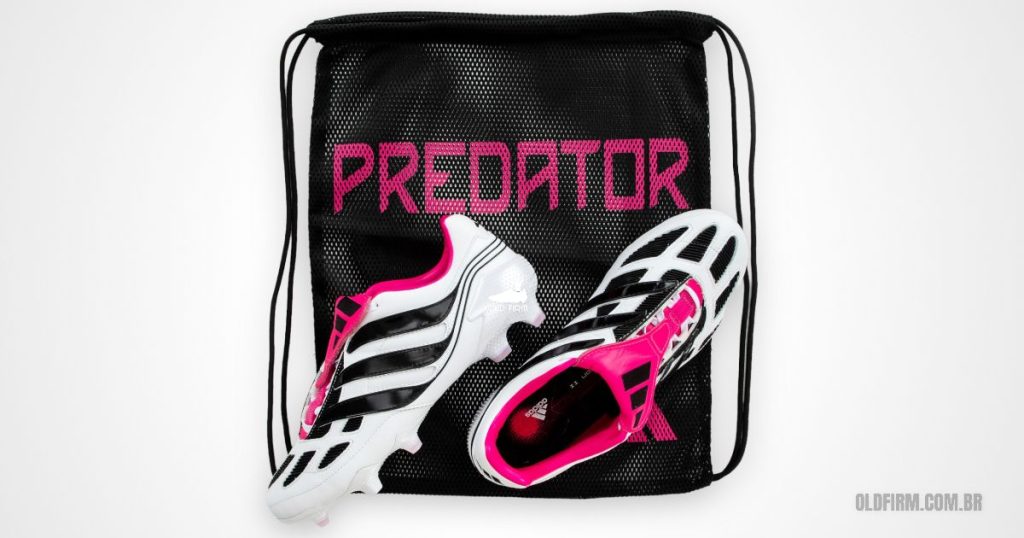 Chuteira-Adidas-Predator-Precision-FG-Branca-Preta-e-Rosa-com-bolsinha