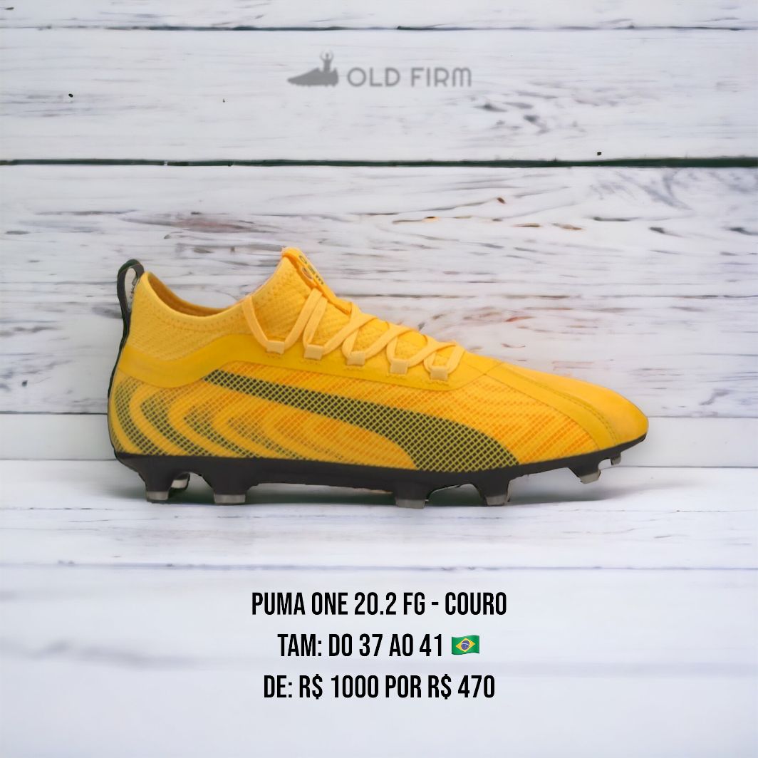 Chuteira-Puma-One-20.2-FG-campo-couro-amarela
