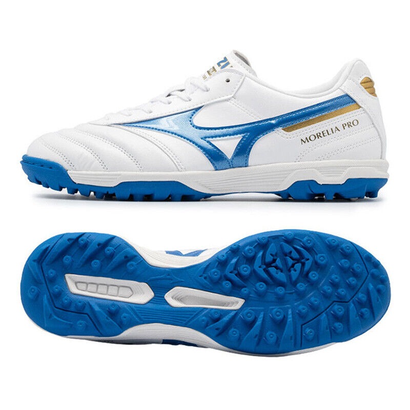 Chuteira-Mizuno-Morelia-TF-Society-Branca-e-Azul-Couro-de-Canguru-P1GD241425-old-firm-boots-chuteiras