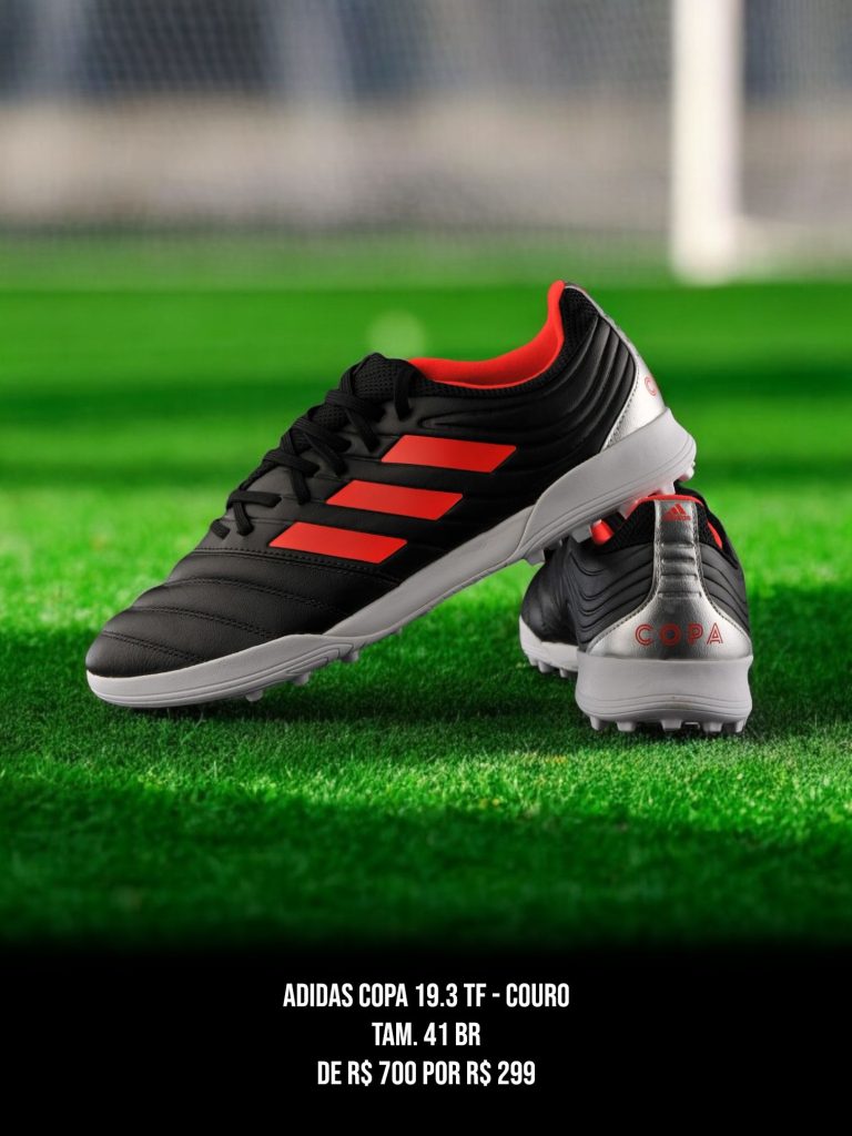 Chuteira Adidas Copa 19.3 TF Society Preta Couro - Tam. 41 BR