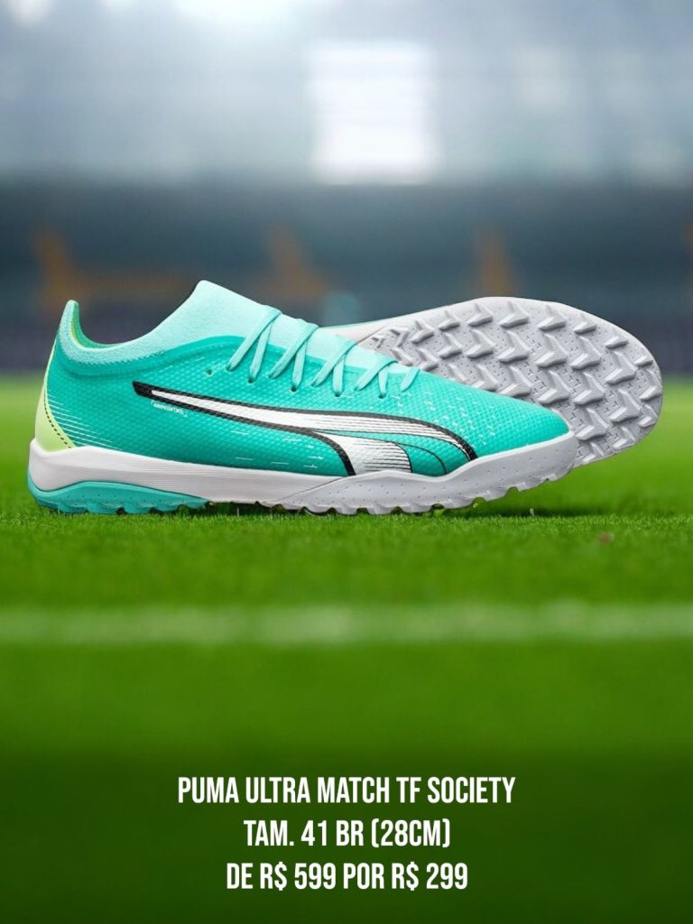 Chuteira Puma Ultra Match TF Society Verde - Tam. 41 BR