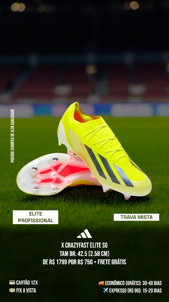 chuteira adidas x crazyfast elite sg amarela trava mista