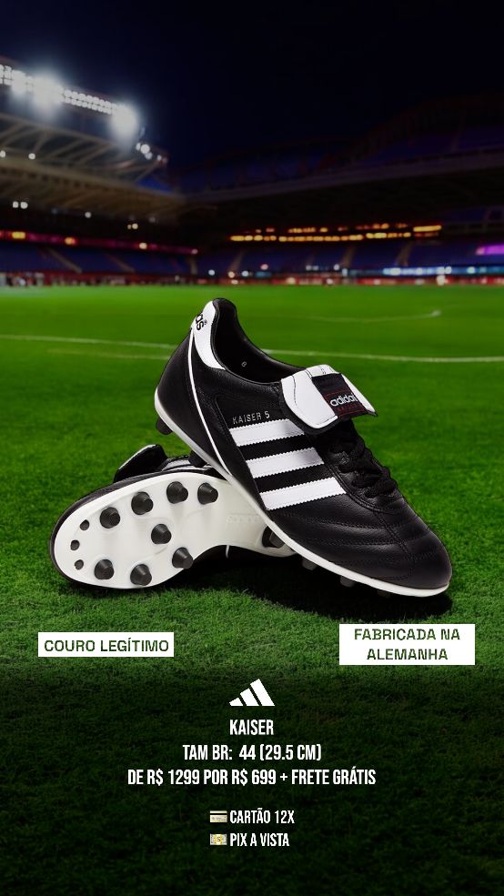 Chuteira Adidas Kaiser fg preta couro campo
