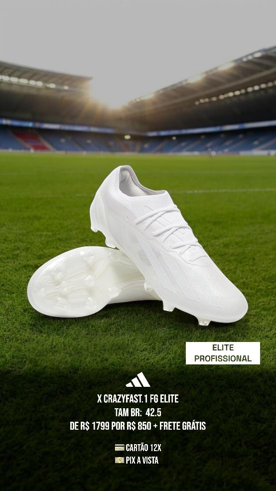 Chuteira Adidas x Crazyfast FG Elite Campo Branca