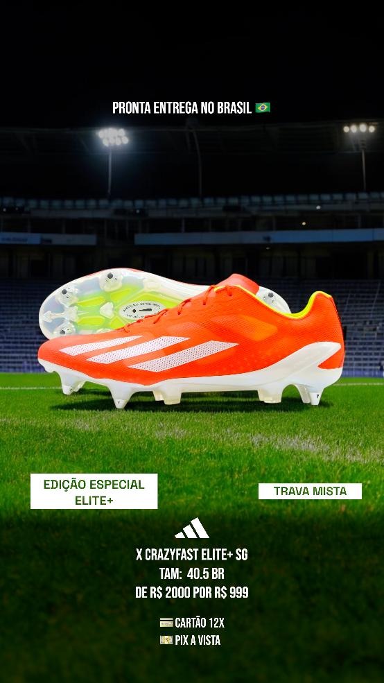 chuteira adidas x crazyfast+ elote sg vermelha campo trava mista